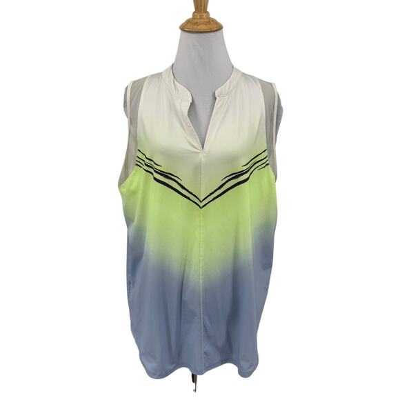 Lucky In Love Tank Top Womens XL Extra Large Wild Ombre Mesh Panel Sleeveless - Picture 1 of 13